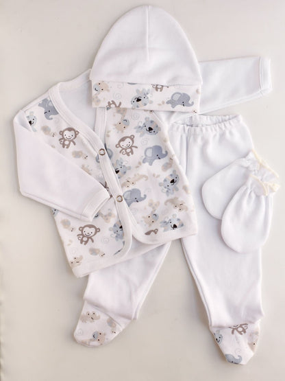Ajuar 4 piezas Bata Estampada
