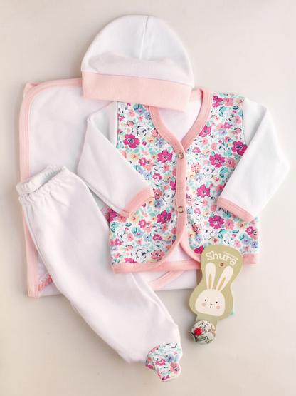 Ajuar 4 piezas Bata Estampada
