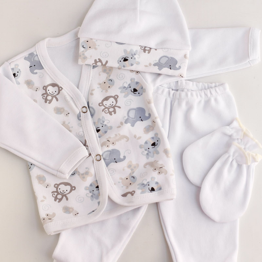 Ajuar 4 piezas Bata Estampada